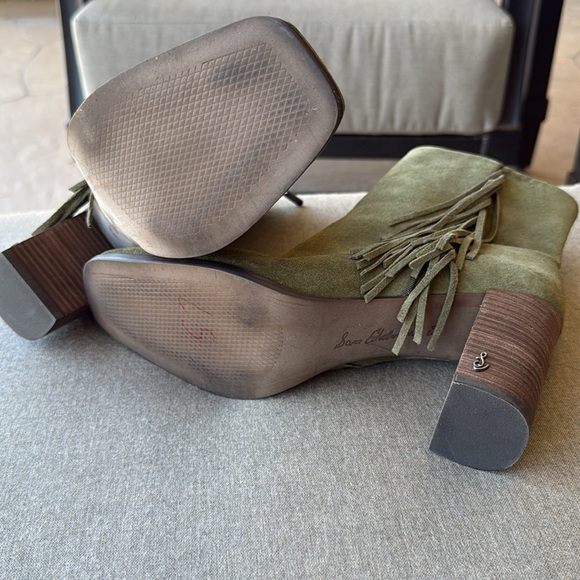 Sam Edelman Olive Green Suede Ankle Boots - Picture 3 of 5